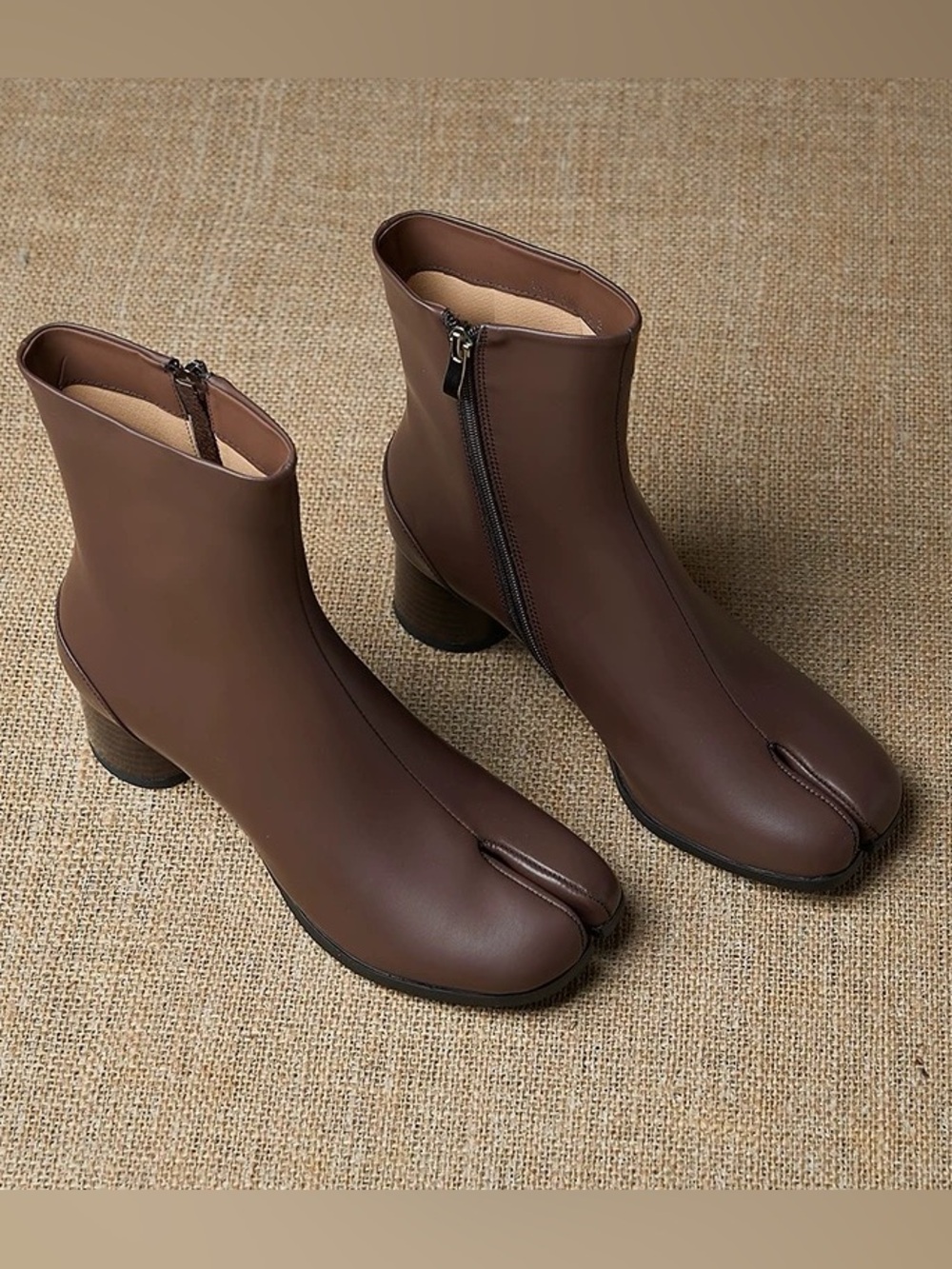 Brown Leather Split Toe Boots